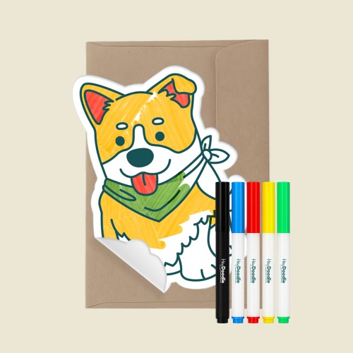 piesek silikonowa kartka do wielokrotnego kolorowania od HeyDoodle.jpg